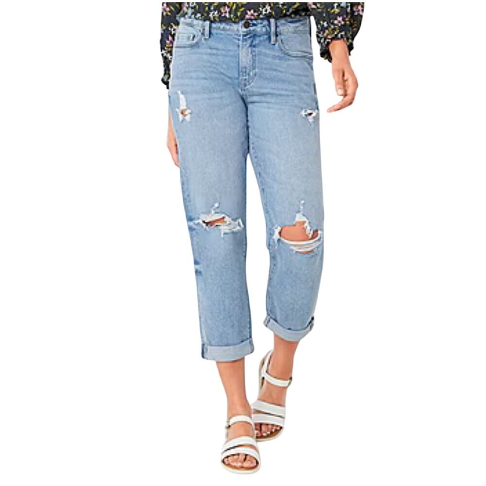 a.n.a Womens Mid Rise Boyfriend Ripped Straight Leg Blue Jean Size 18